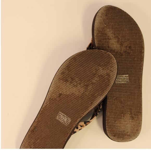 Tommy Hilfiger Flip Flops Leather Accent Leopard Brown Sz 6? - Picture 3 of 3